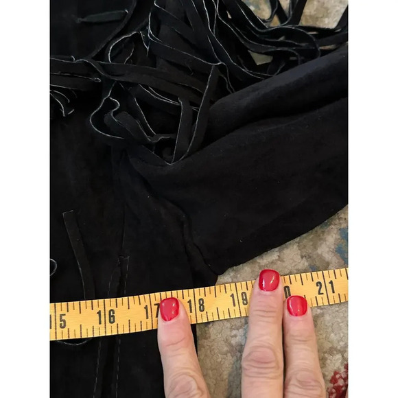 Vintage Phoenix USA Western Style Leather Fringe Crop Jacket Size Large - Picture 7 of 10